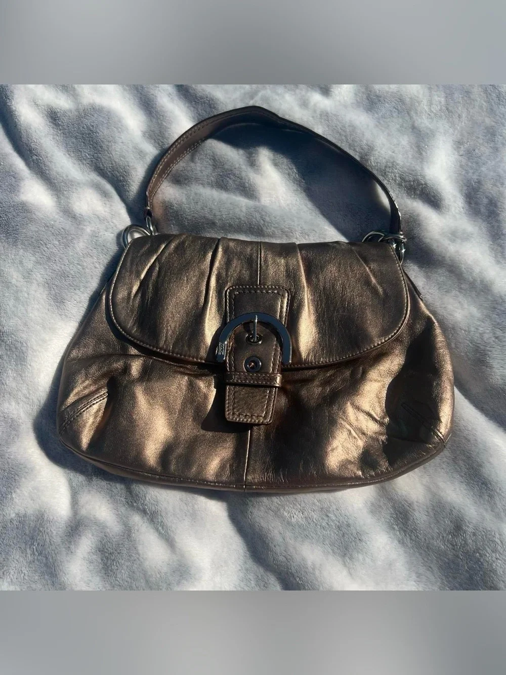 Coach Soho Leather Bronze Metallic Shoulder Bag Purse